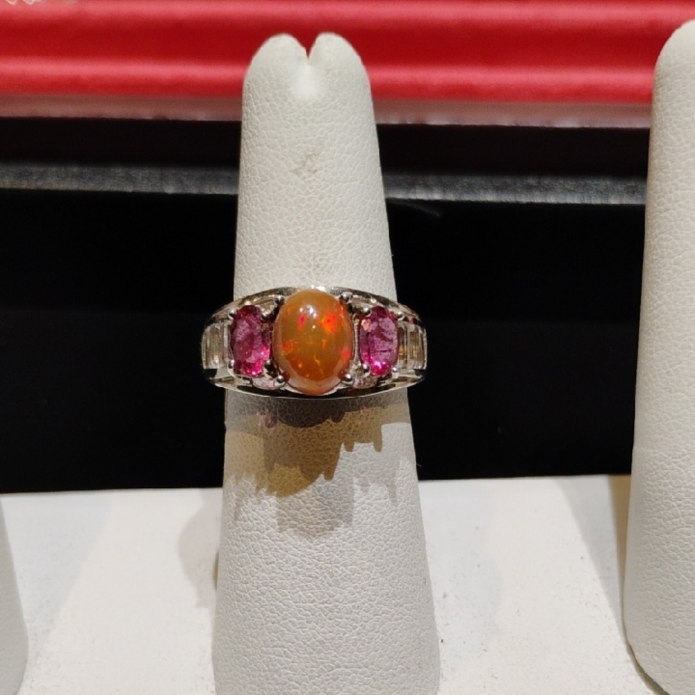 NK 925 sterling silver fire opal ring NWT